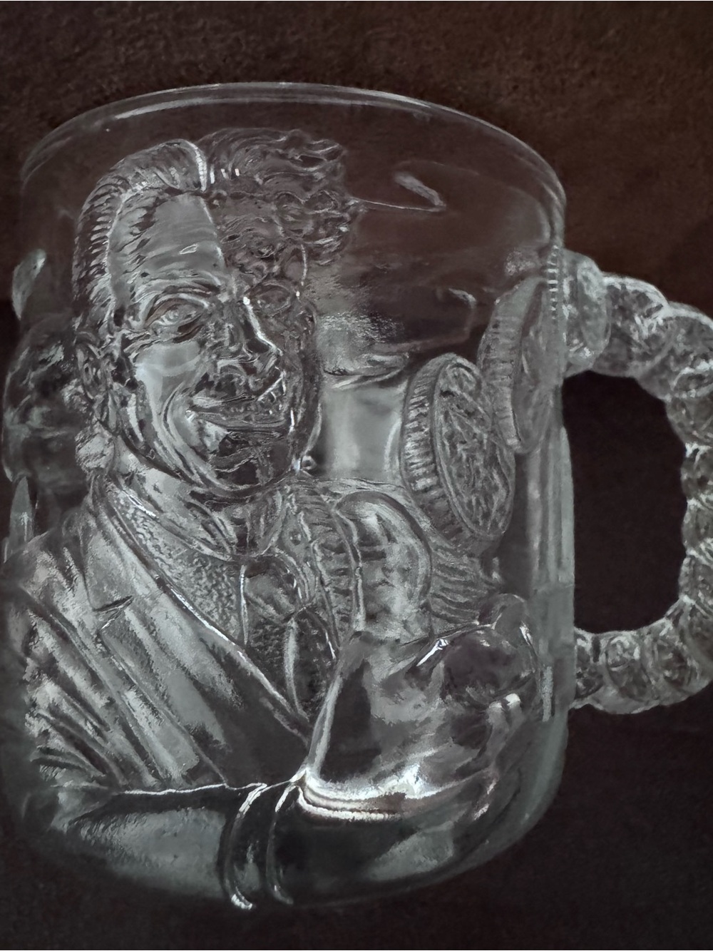 Vintage 1995 DC Comics Batman Forever Two-Faced McDonal's Glass Mug Cup